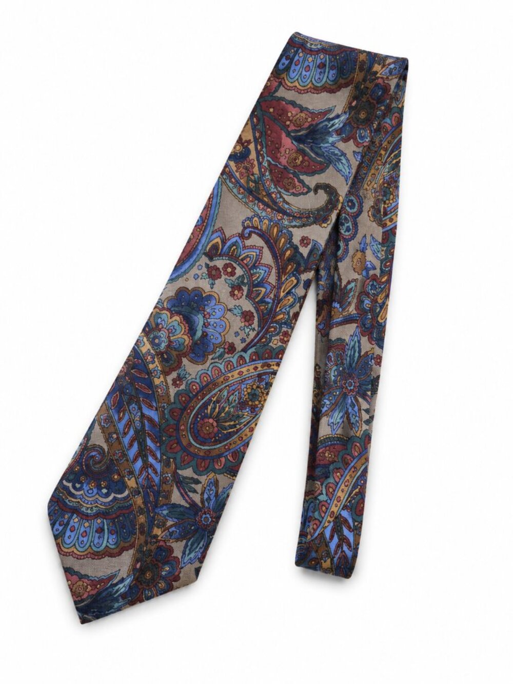 CHRISTIAN DIOR MONSIEUR | 100% Silk Blue, Green & Burgundy Paisley Tie